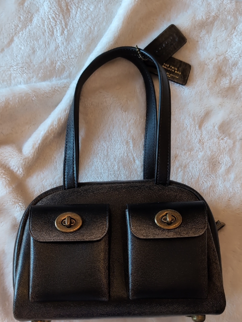 NWT Coach Twinlock Loved Leather Double-Pocket Top Handle Bag